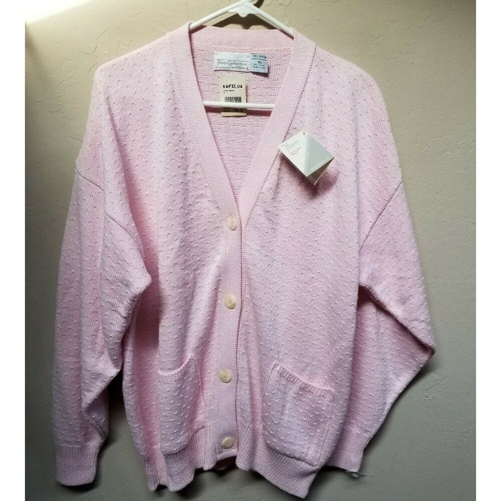 Tiara Collection by Wilson Womens XL Pink Loose-Fit Knit Sweater V-Neck New $82